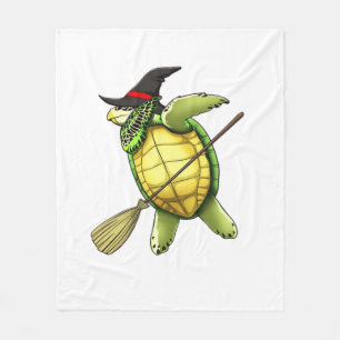 Witch Sea Turtle Dab Funny Halloween Horror Scary Fleece Blanket