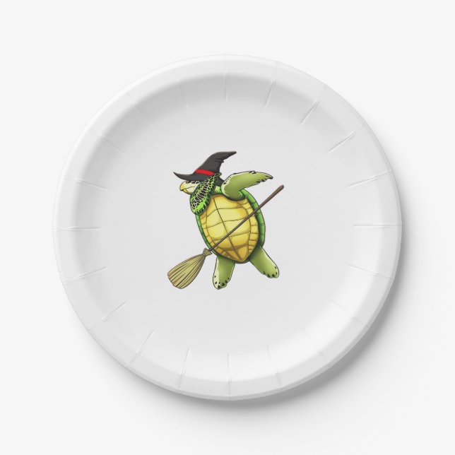 Witch Sea Turtle Dab Funny Halloween Horror Scary  Paper Plate (Front)