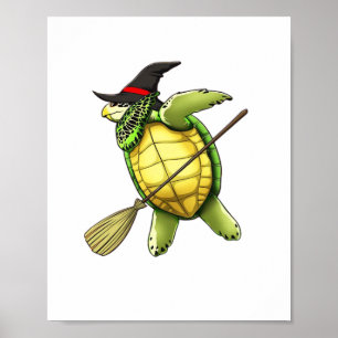 Witch Sea Turtle Dab Funny Halloween Horror Scary Poster