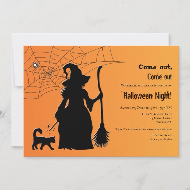 Witch Silhouette Halloween Party Invitation (Front)