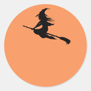 Witch Silhouette Halloween Stickers or Name Tags