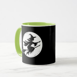 Witch Silhouette Mug, Halloween, Whimsical Witch, Mug
