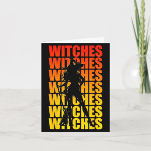 Witch silhouette retro vintage halloween card