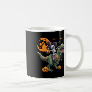 Witch Skeleton Riding Dinosaur T Rex Halloween Fun Coffee Mug