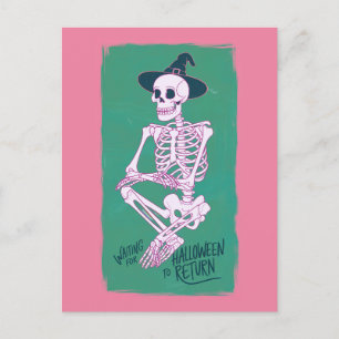 Witch Skeleton Waiting For Halloween to Return Postcard