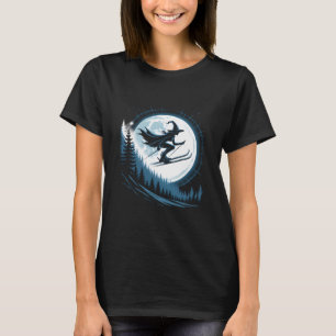 Witch Ski Jump Under Full Moon T-Shirt