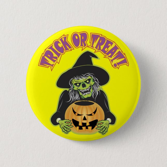 Witch Skull 6 Cm Round Badge (Front)