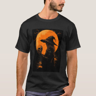 Witch Skull Goth Moon Men Black Gothic Women Skull T-Shirt