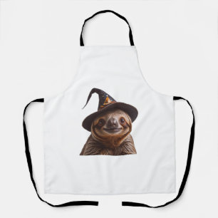 Witch Sloth Halloween trick or treat spooky pumpki Apron