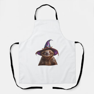 Witch Sloth Halloween trick or treat spooky pumpki Apron