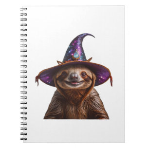 Witch Sloth Halloween trick or treat spooky pumpki Notebook
