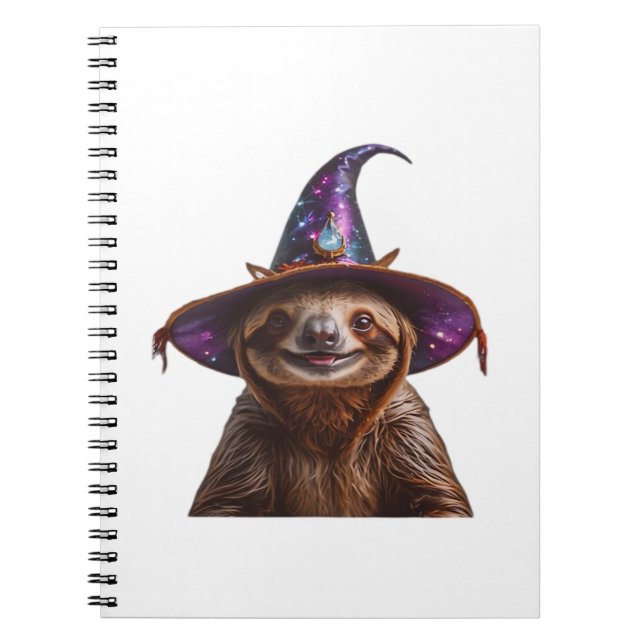 Witch Sloth Halloween trick or treat spooky pumpki Notebook (Front)