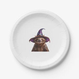 Witch Sloth Halloween trick or treat spooky pumpki Paper Plate