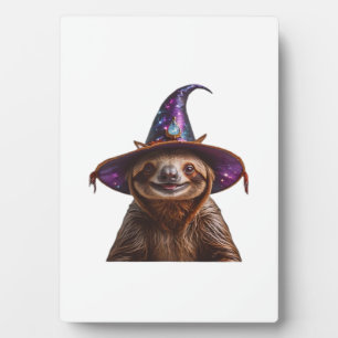 Witch Sloth Halloween trick or treat spooky pumpki Plaque
