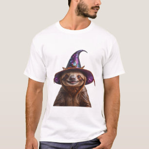 Witch Sloth Halloween trick or treat spooky pumpki T-Shirt