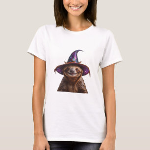 Witch Sloth Halloween trick or treat spooky pumpki T-Shirt
