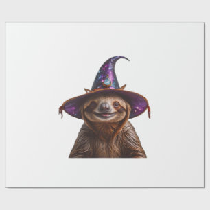 Witch Sloth Halloween trick or treat spooky pumpki Wrapping Paper