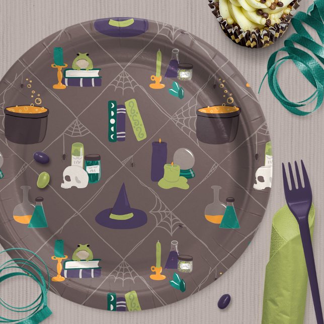 Witch Spell Supplies Halloween Paper Plate (Creator Uploaded)