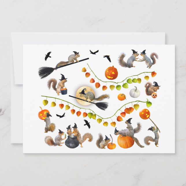 Witch Squirrels Halloween Party Invitation (Front)