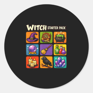 Witch starter pack funny magic witchcraft classic round sticker