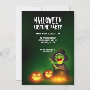 Witch Stirs The Potion Costume Party Invitation