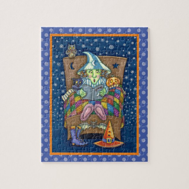 WITCH TELLING SPOOKY BEDTIME STORIES, HALLOWEEN JIGSAW PUZZLE (Vertical)