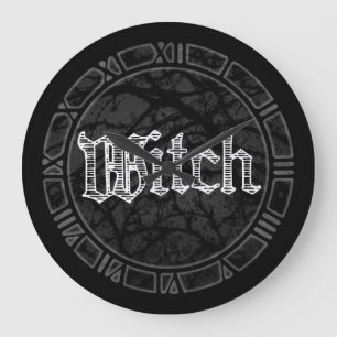 Witch Text Large Clock