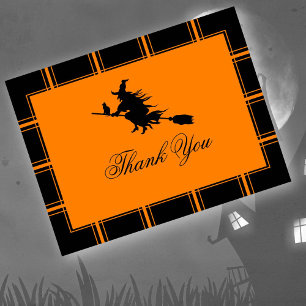 Witch Thank You Halloween Black/Orange Postcard