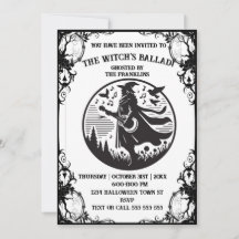 Witch-themed Halloween party invitation for Adults
