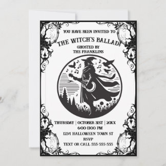 Witch-themed Halloween party invitation for Adults