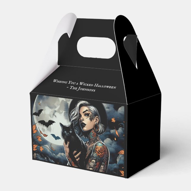  Witch Themed Personalised Halloween Party Favour Box (Front Side)