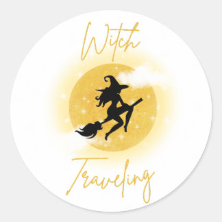 Witch Travelling Classic Round Sticker