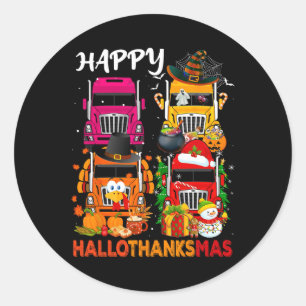 Witch Turkey Santa Trucks Truckers Happy Hallothan Classic Round Sticker