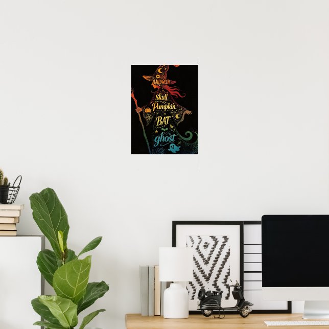 Witch Typography Halloween Gothic Word Art Poster (Home Office)