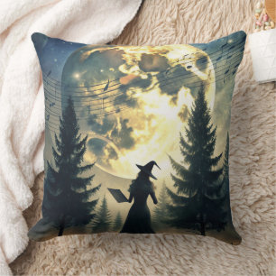 Witch Under Full Moon Enchanted Night Cushion