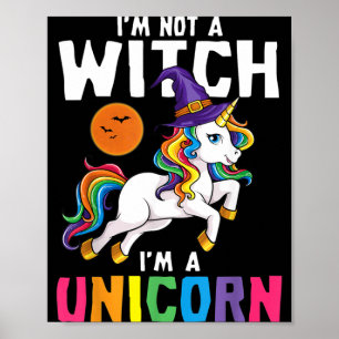Witch Unicorn Shirt Girls Halloween Poster