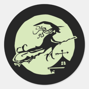 Witch Vane Moon Classic Round Sticker