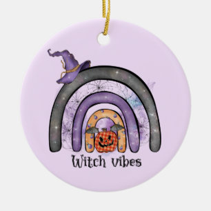 Witch Vibes Black Rainbow Ceramic Ornament