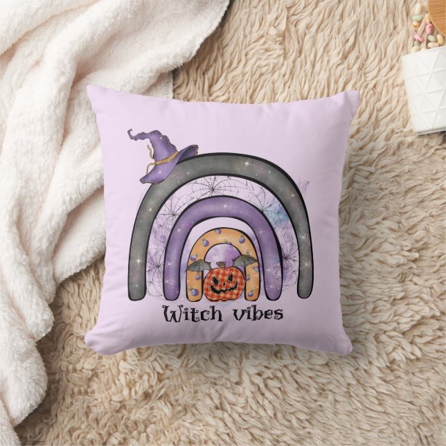 Witch Vibes – Black Rainbow, Purple Witch Hat Cushion (Blanket)
