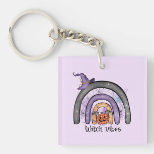 Witch Vibes – Black Rainbow, Purple Witch Hat Key Ring