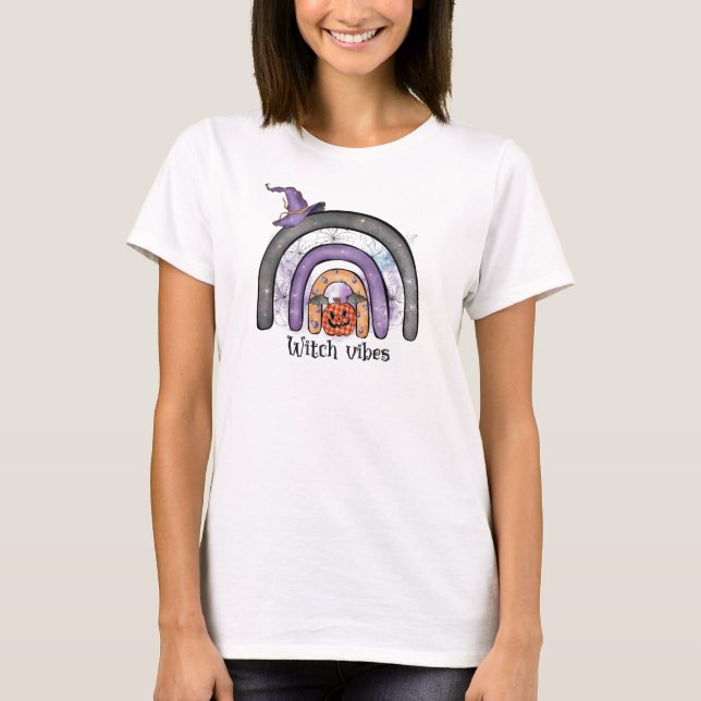 Witch Vibes – Black Rainbow, Purple Witch Hat T-Shirt (Front)
