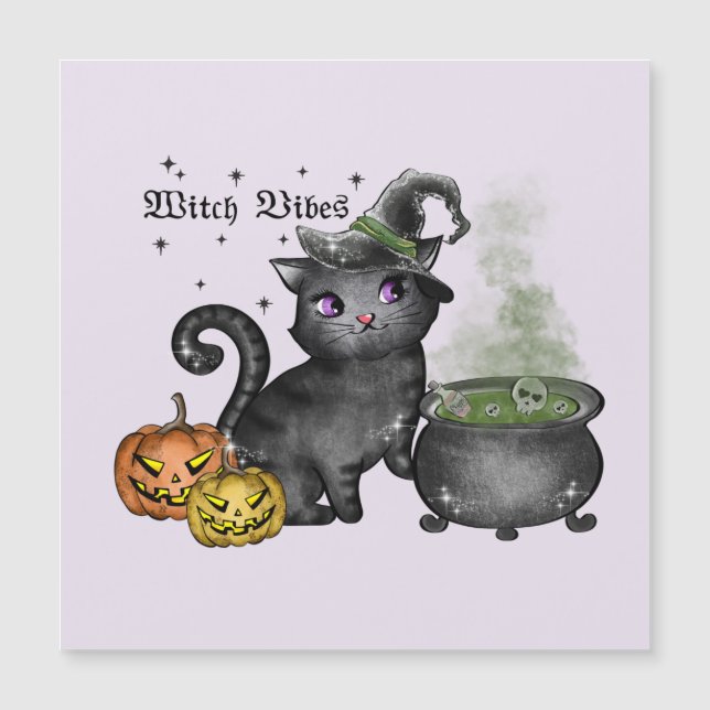 Witch Vibes – Cute Black Cat with Cauldron (Front)