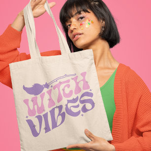 Witch Vibes Halloween Magic Broom Tote Bag