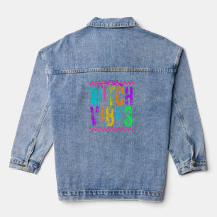 Witch Vibes Halloween Neon Chequered Bow Denim Jacket