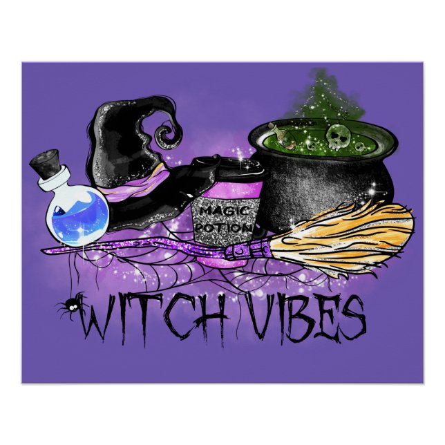 Witch Vibes - Spooky Halloween Coffee Poster (Front)