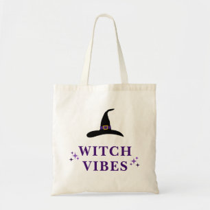 Witch Vibes Witch Hat Halloween Purple Typography Tote Bag