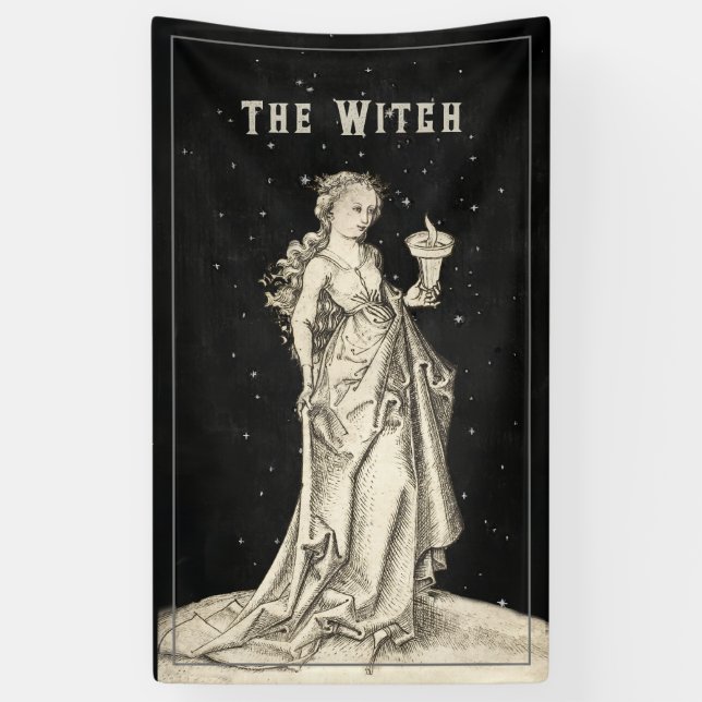 Witch Vintage Etching  Banner (Vertical)