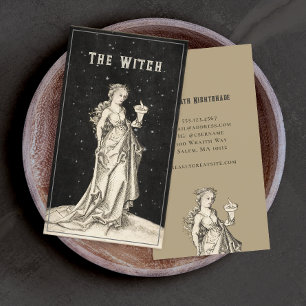 Witch Vintage Etching Business Card