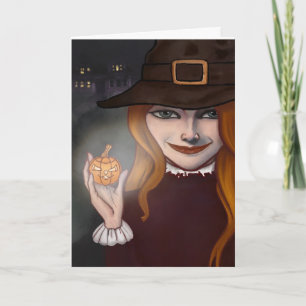 Witch w/Jack O'Lantern 5"x 7" fold over card