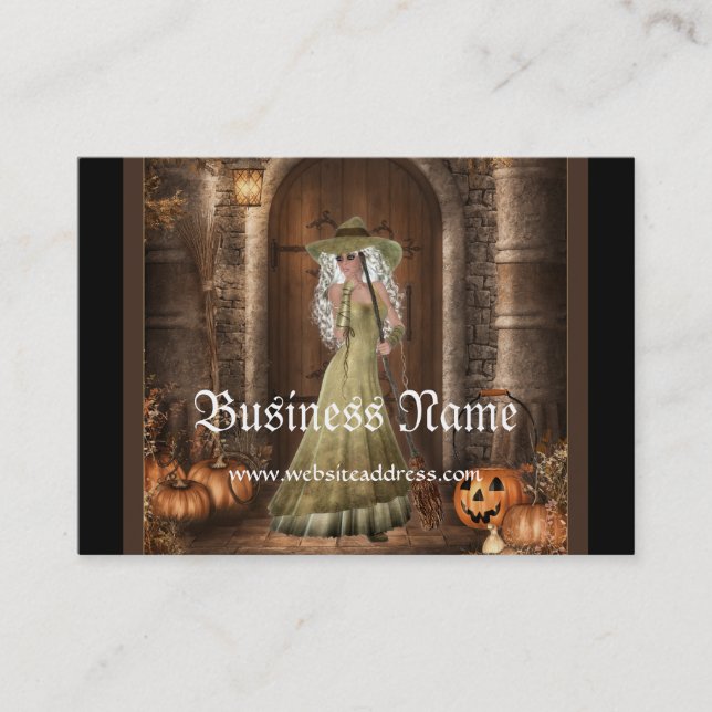 Witch Waiting by the Door  Fantasy Business Cards (Front)